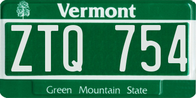 VT license plate ZTQ754