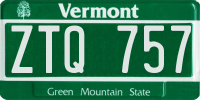 VT license plate ZTQ757