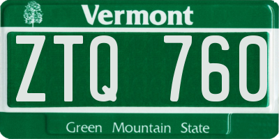 VT license plate ZTQ760