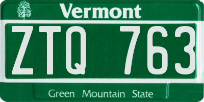 VT license plate ZTQ763