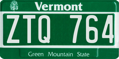 VT license plate ZTQ764