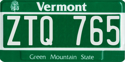 VT license plate ZTQ765