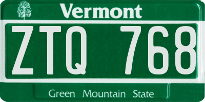 VT license plate ZTQ768
