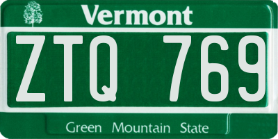 VT license plate ZTQ769
