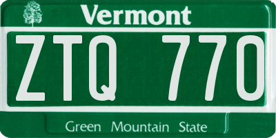 VT license plate ZTQ770