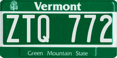 VT license plate ZTQ772