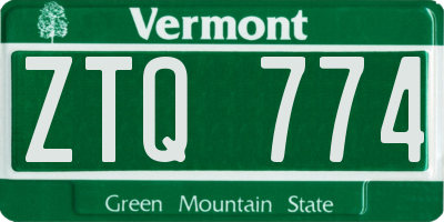 VT license plate ZTQ774