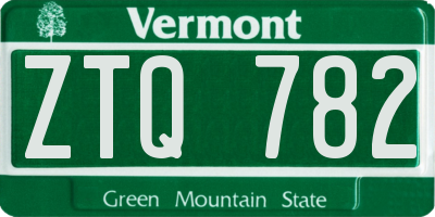VT license plate ZTQ782