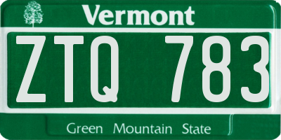 VT license plate ZTQ783