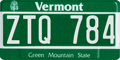 VT license plate ZTQ784