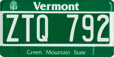 VT license plate ZTQ792