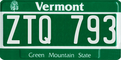 VT license plate ZTQ793