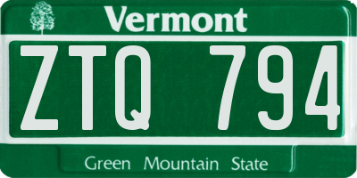VT license plate ZTQ794