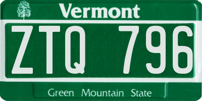VT license plate ZTQ796