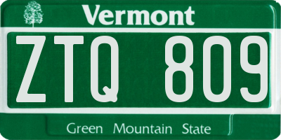 VT license plate ZTQ809