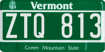 VT license plate ZTQ813