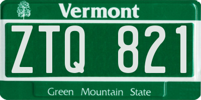 VT license plate ZTQ821