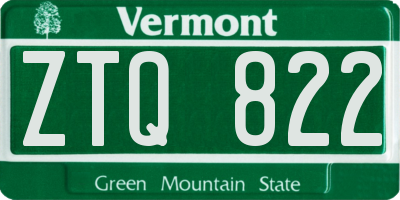 VT license plate ZTQ822