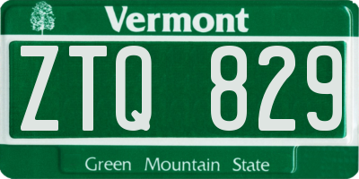 VT license plate ZTQ829