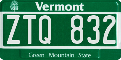 VT license plate ZTQ832