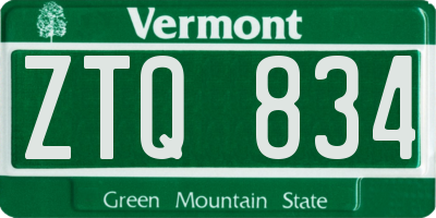 VT license plate ZTQ834