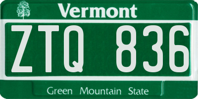 VT license plate ZTQ836