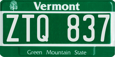 VT license plate ZTQ837