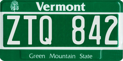 VT license plate ZTQ842