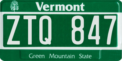 VT license plate ZTQ847