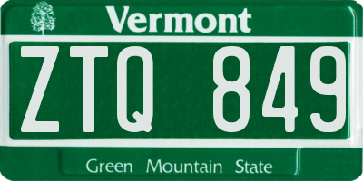VT license plate ZTQ849