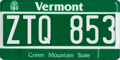 VT license plate ZTQ853