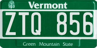 VT license plate ZTQ856