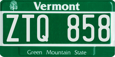 VT license plate ZTQ858