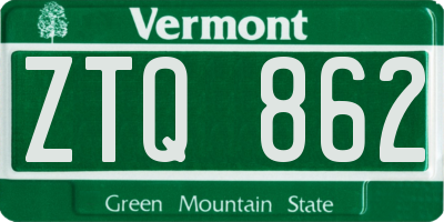 VT license plate ZTQ862