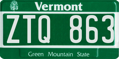 VT license plate ZTQ863