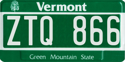 VT license plate ZTQ866