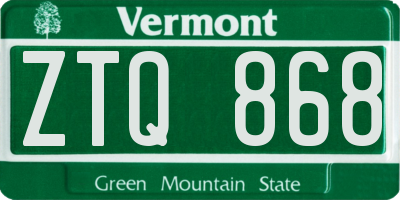 VT license plate ZTQ868