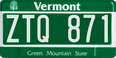 VT license plate ZTQ871