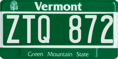 VT license plate ZTQ872