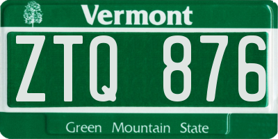 VT license plate ZTQ876