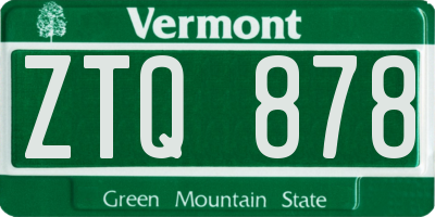 VT license plate ZTQ878