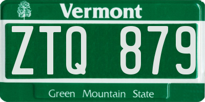 VT license plate ZTQ879