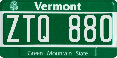 VT license plate ZTQ880