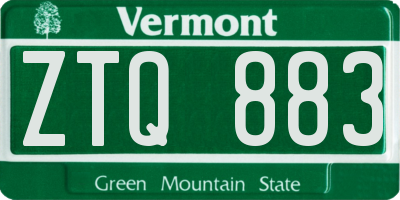 VT license plate ZTQ883