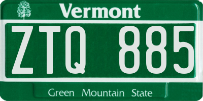 VT license plate ZTQ885