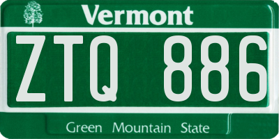 VT license plate ZTQ886