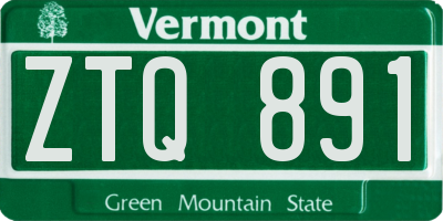 VT license plate ZTQ891