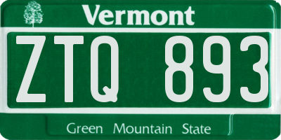VT license plate ZTQ893