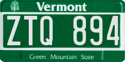 VT license plate ZTQ894