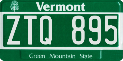 VT license plate ZTQ895